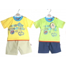 Baby Boy's 0 To 9 Months ' Safari' - Canvas Shorts & Tee Shirt Set -- £4.99 per item - 6 pack